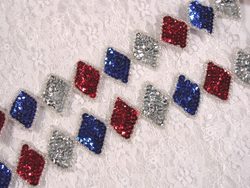 0271  Patriotic Diamond Sequin Beaded Applique or Trim