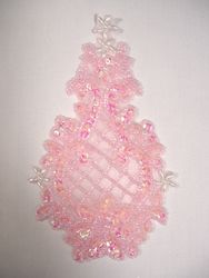 0278  Pink Crystal Ab  Beaded Sequin Applique 6.5"-applique,pink