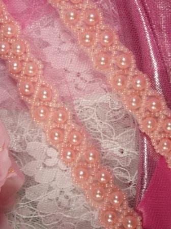 0285 Pink Pearl Beaded Sewing Trim 5/8"-pink,beaded,sewing,trim,pearl,braided