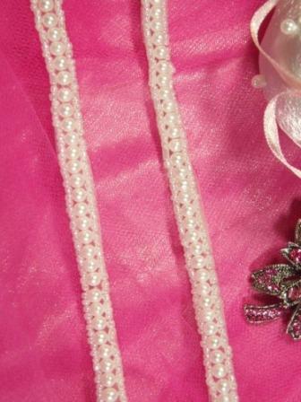 0287  White Pearl Pre-Cut 1 Yard  Beaded Sewing Trim 1/4"-white,beaded,sewing,trim,pearl,pre-cut