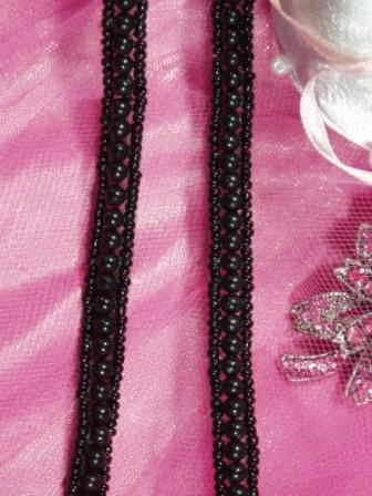 0287  Black Pre-Cut 1 Yard  Beaded Sewing Trim 1/4"-black,beaded,sewing,trim,pearl,pre-cut