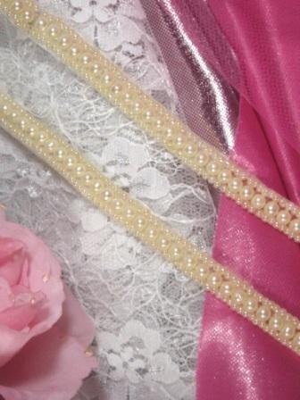0287  Ivory Pearl Pre-Cut 1 Yard  Beaded Sewing Trim 1/4"-ivory,beaded,sewing,trim,pearl,pre-cut