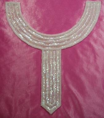 K8397  Crystal AB Collar Sequin Beaded Applique 9.5"