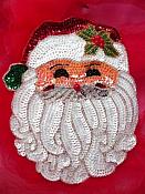 0301 Santa Claus Face Christmas Sequin Beaded Applique 8"