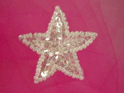0111 Crystal Star Sequin Beaded Applique 1.5"