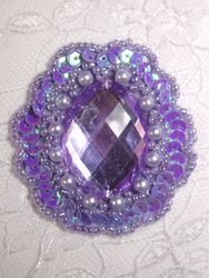0346  Reduced Lavender Jewel Sequin Beaded Applique 2"