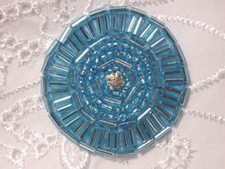 0367 Turquoise Rhinestone Beaded Applique 1.5"