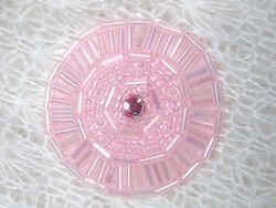 0367 Pink Rhinestone Beaded Applique 1.5"-pink,rhinestone,beaded,applique