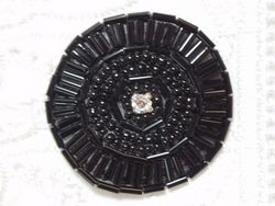 0367 Black Rhinestone Beaded Applique 1.5"-black,rhinestone,beaded,applique