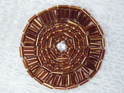 0367 Bronze Rhinestone Beaded Applique 1.5"-bronze,rhinestone,beaded,applique