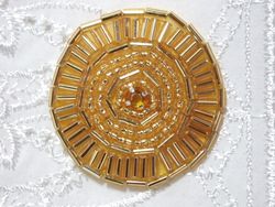 0367 Gold Rhinestone Beaded Applique 1.5"-gold,rhinestone,beaded,applique