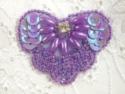 0368 Lavender AB Rhinestone Heart Sequin Beaded Applique 2"