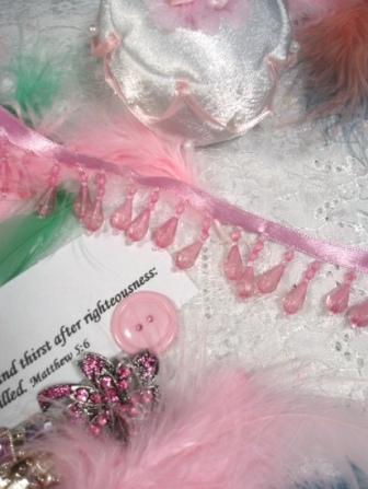 0381 Pink Teardrop Beaded Fringe Sewing Trim 1"