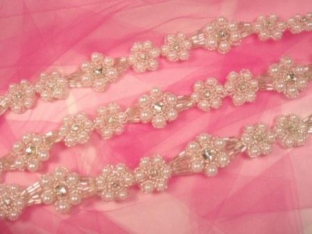 0428  Genuine Rhinestone Pearl Beaded Trim
