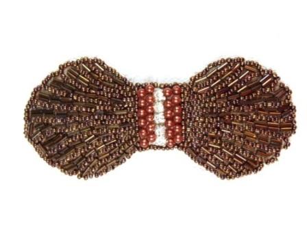 HB4340  Chocolate Brown Rhinestone Bow Beaded Hair bow-hair bow,hairbow,brown,bow