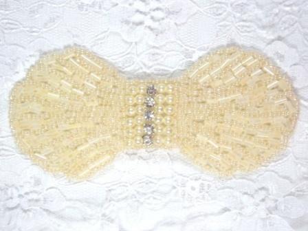 HB4340  Ivory Rhinestone Bow Beaded Hair bow-hair bow,hairbow,ivory,bow