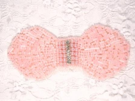 HB4340  Pink  Rhinestone Bow Beaded Hair bow-hair bow,hairbow,pink,bow