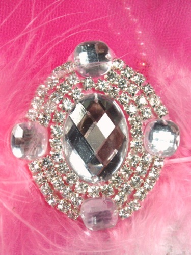 0463 Clear Rhinestone Beaded  Applique 2.5"-embellishment,sewing,beaded,bead,applique,clear,rhinestone,pearl,brooch