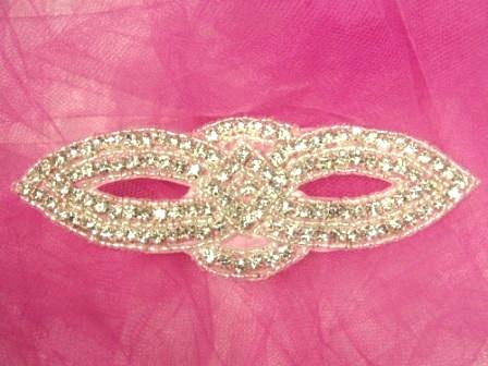 0476  Genuine Rhinestone Applique 5.25"-genuine,rhine,rhinestone,stone,floral,flower,trim