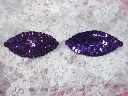 K8263   Purple Eye Pair Sequin  Appliques  2.5"-embellishment,sewing,clothing,sequin,beaded,bead,sequins,applique,claw,mini,small,purple,eye