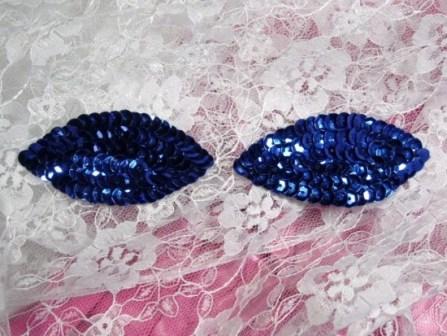K8263   Royal Blue Eye Pair Sequin  Appliques  2.5"-embellishment,sewing,clothing,sequin,beaded,bead,sequins,applique,claw,mini,small,blue,eye