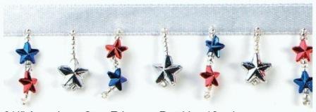 E1490  Patriotic Star Beaded Fringe Sewing Trim-patriotic,star,red,silver,blue,embellishment,sequin,beaded,beads,applique,trim,motif,green,leaf,