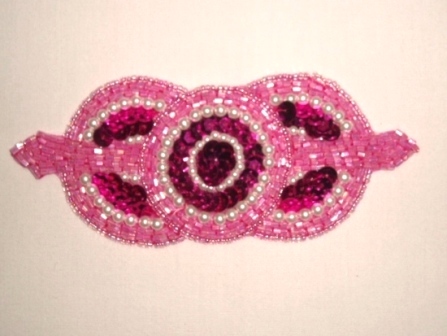 HB6321 Fuchsia Pearl Triple Circle Hair Bow  5.25"-hair,bow,applique,trimmings,embellishment,pearl,motif,circle,fuchsia, 