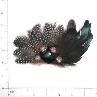 E4156 Black & White 5" Feather Applique Brooch