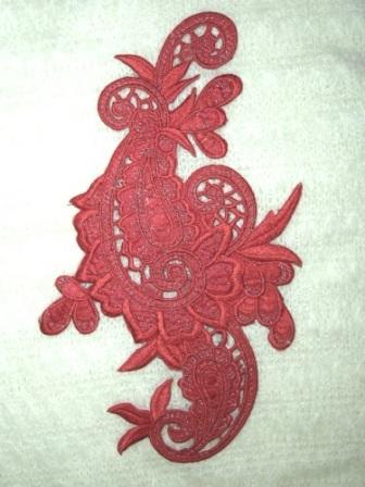 E645 Rust Paisley Embroidered Iron On Applique 9.5"-scroll,paisley,flower,floral,rust 