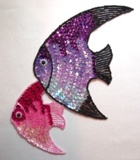 K9302 Purple Fuchsia Medium Fish Sequin Beaded Applique 7.5"