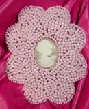 0192 Pink 3.75" Victorian Cameo Beaded Appliques