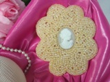 Ivory 3.75" Victorian Cameo Beaded Appliques 0192-sequin,beaded,applique,embellishment,ivory,victorian,cameo