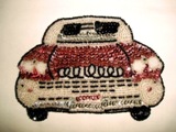 Pink Cadillac Car Sequin Beaded Appliques 0196