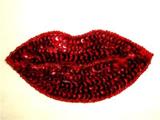 Red Hot Lips 4" Sequin Beaded Appliques 0186