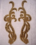 Gold 13.5" Mirror Pair Sequin Beaded Appliques 0200
