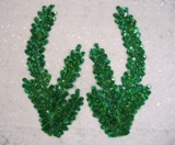 0208 Green Seaweed Sequin Beaded Applique Pair