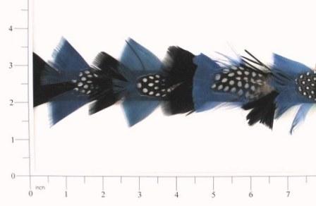 E4019 Blue & Black White Spotted Feather Sewing Trim