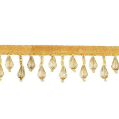E1670 Yellow Teardrop Beaded Fringe Sewing Trim 1"