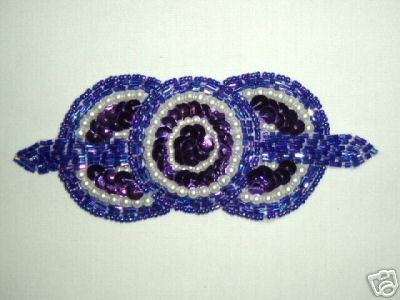 HB6321 Purple Pearl Triple Circle Hair Bow  5.25"-hair,bow,applique,trimmings,embellishment,pearl,motif,circle,purple, 