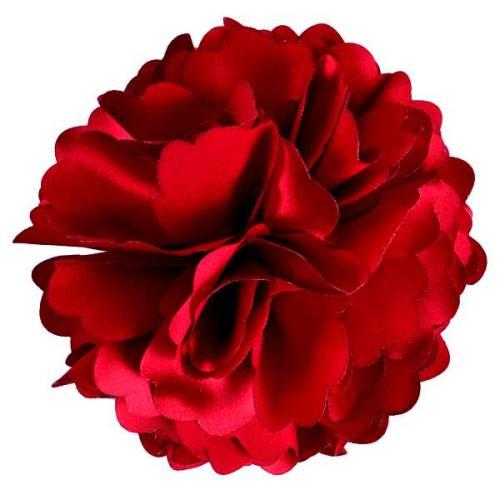 E6049 Burgundy Red Silky Floral Brooch Hair Clip Applique 3.75"