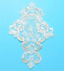 A0416C  Gold Red Floral Beaded Sequin Applique 2.5"