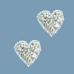 E1084 Set of ( 2 ) Heart Crystal Beaded Rhinestone Appliques .75"