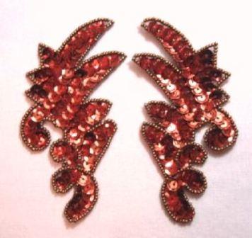 K8256   Bronze  Mini Claw Pair Sequin Beaded Appliques 3.5"