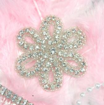 HB18  Rhinestone Floral Beaded Hair bow-hair,bow,hairbow,rhine,rhinestone,stone,floral,beaded