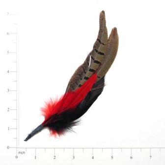 E4128   Large Brown & Red Spotted Feather 6.5"