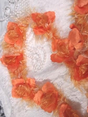 E5665 Orange Rose Floral Stretchy Sewing Trim