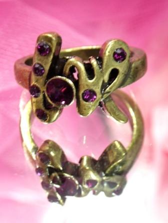 613  Wine Antique Gold Vintage Rhinestone Ring sz 9.75