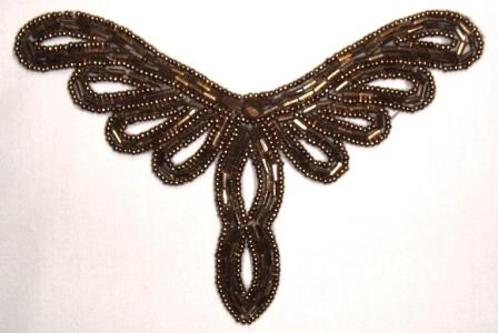 K8113  Bronze Collar  Sequin Beaded Applique 5.5"