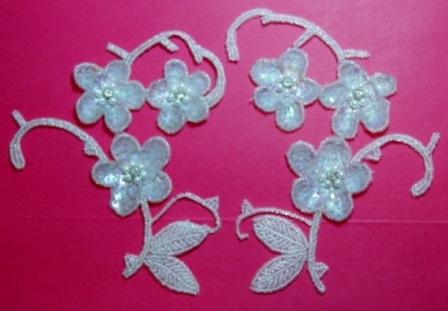 K8131  Crystal AB Rhinestone Mirror Pair Sequin Beaded Appliques 6"