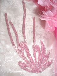 K8252 Pink Epaulet Beaded Applique 9"-pink,epaulet,bead,beaded,applique